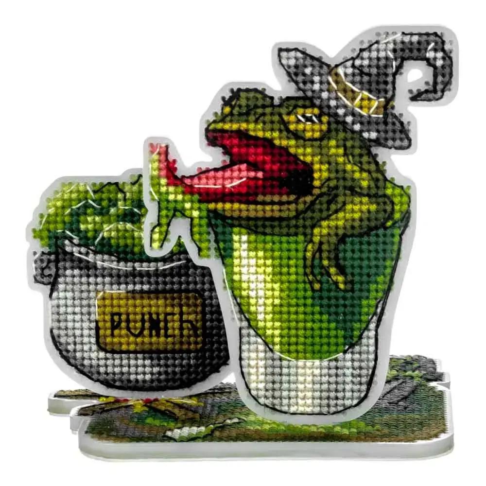 Cross Stitch Kit on plastic base: Frog Cocktail