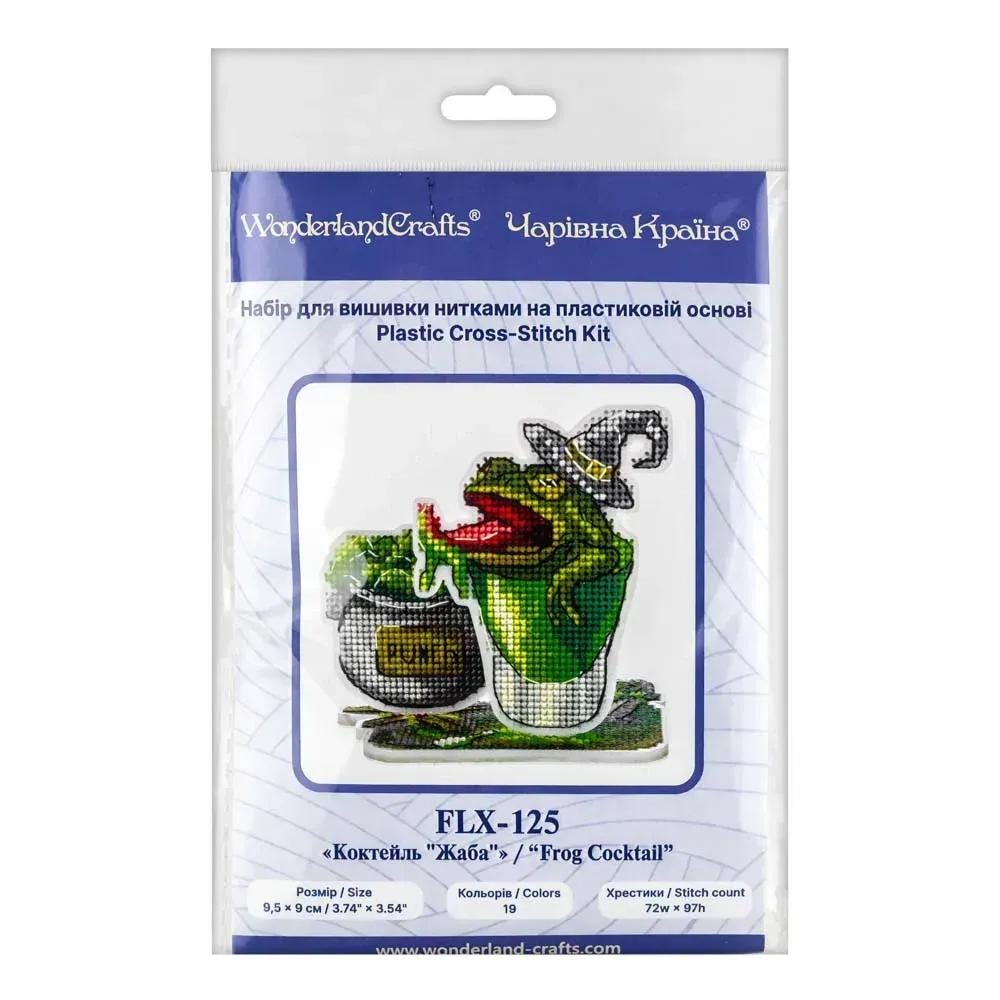 Cross Stitch Kit on plastic base: Frog Cocktail