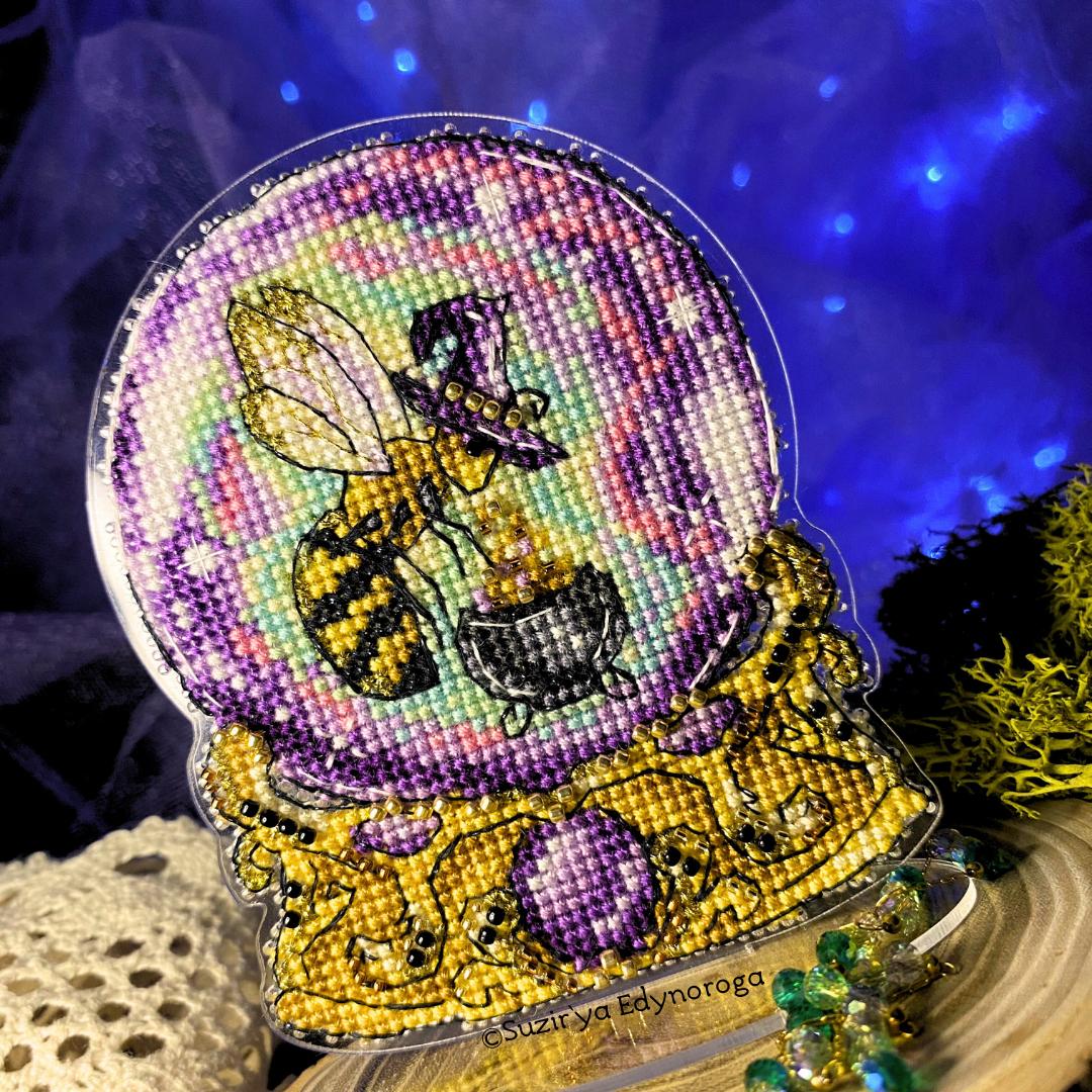 Cross Stitch kit Honey magic, threads, beads and decorative crystals.