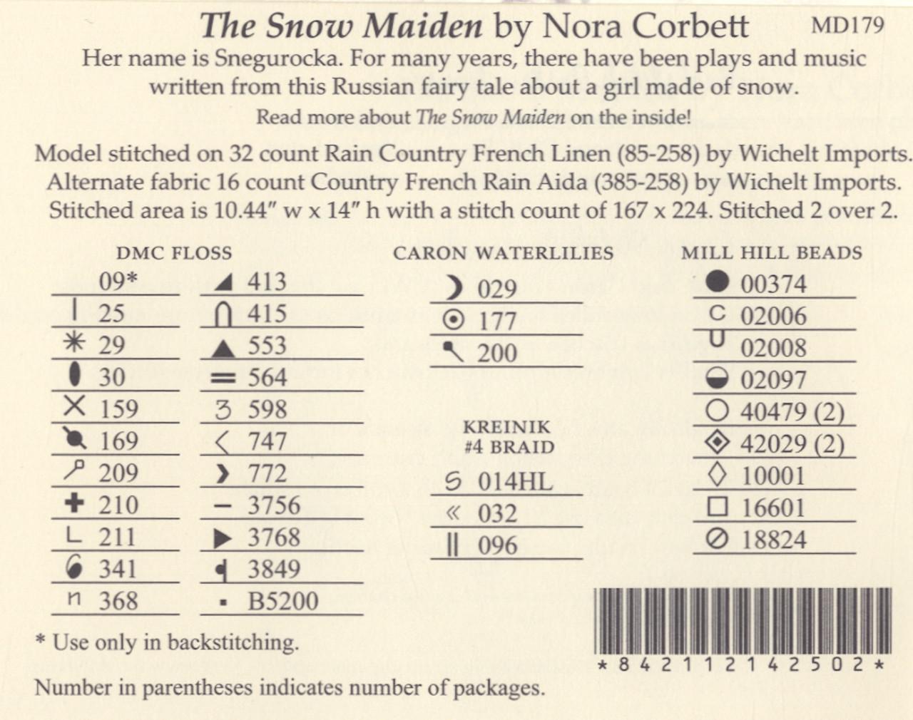 Mirabilia - The Snow Maiden cross stitch pattern only, MD-179