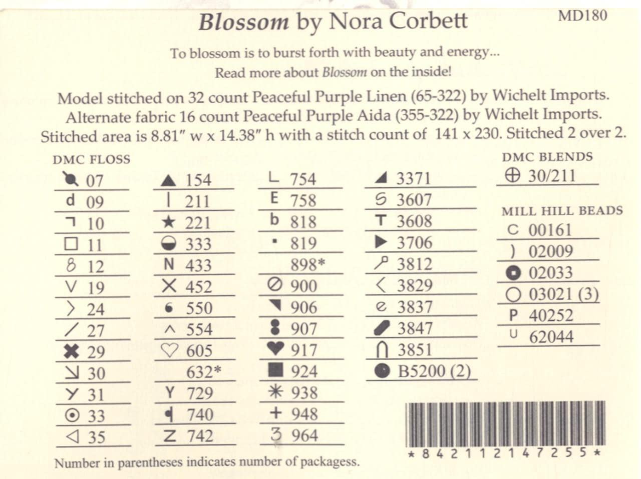 Mirabilia - Blossom cross stitch pattern only, MD-180