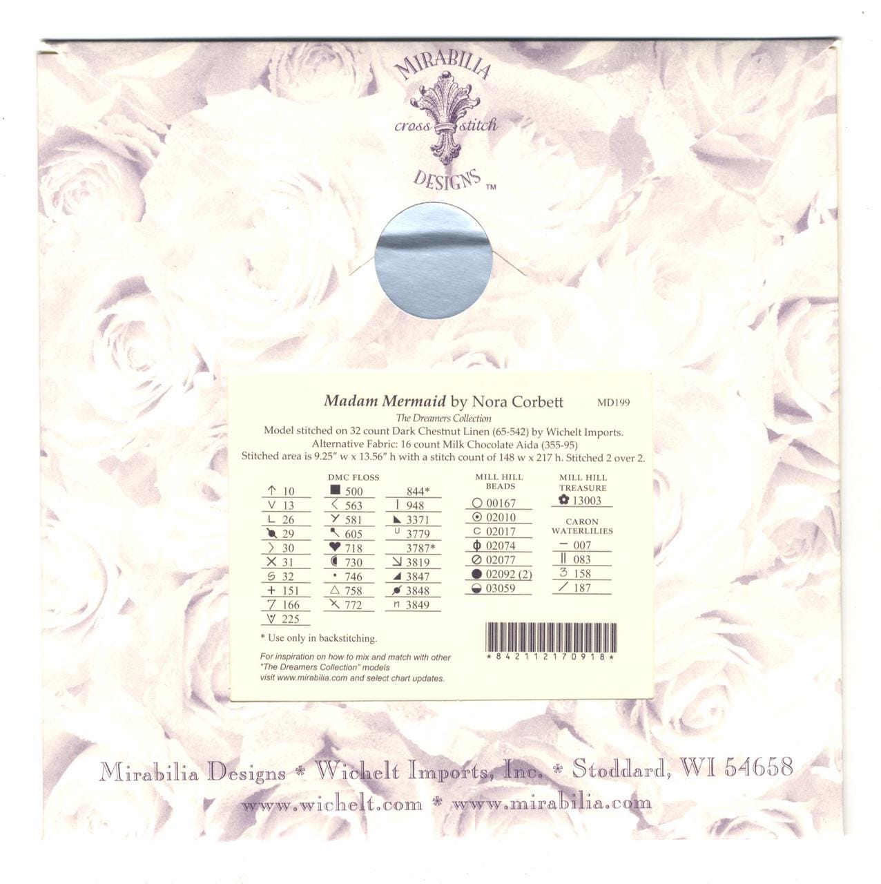Mirabilia - Madam Mermaid cross stitch pattern and Embellishment pack, MD-199, MD-199E