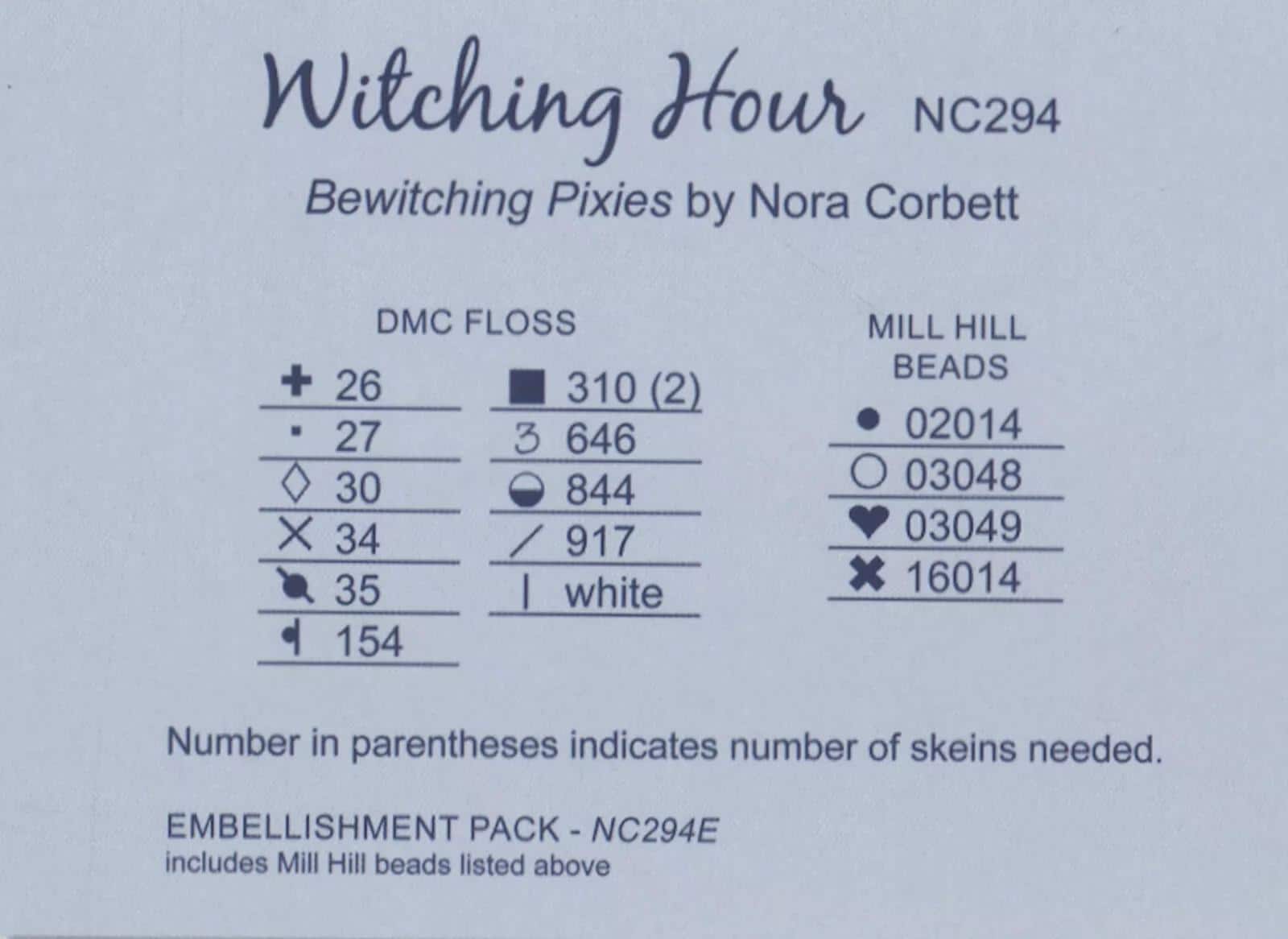 Bewitching Pixies - Witching Hour Cross Stitch Chart Pattern by Nora Corbett NC294