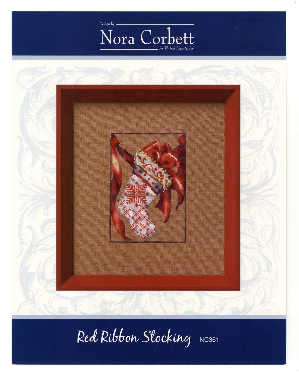 Red Ribbon Stocking Cross Stitch Chart: Nora Corbett Fair Isle Pattern