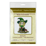 Halloween Cross Stitch Kit on wood: Small Witch in green