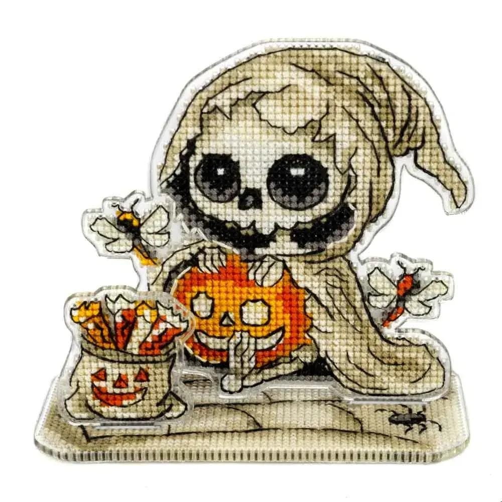 Skeleton and the bug Cross Stitch Kit on Plastic base