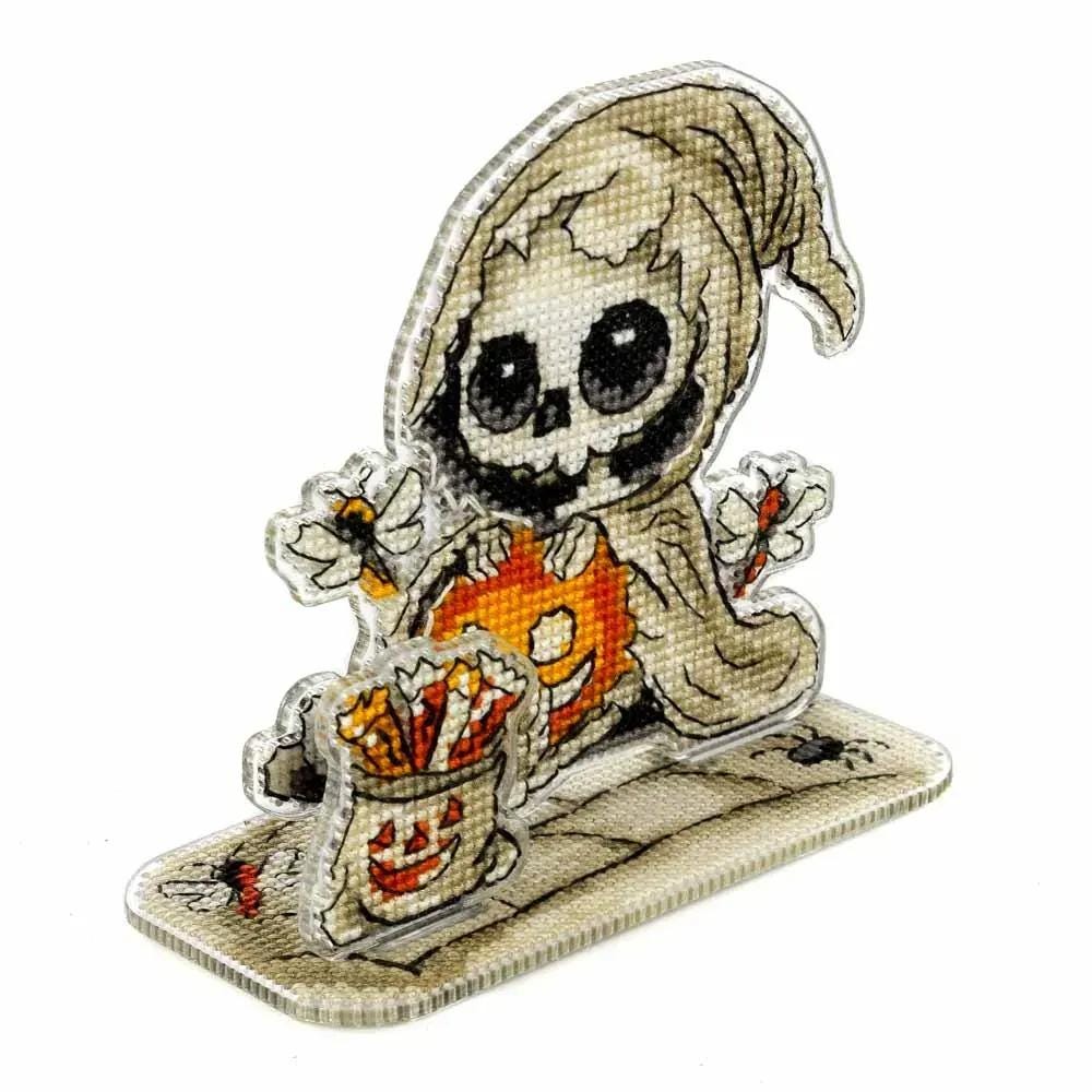Skeleton and the bug Cross Stitch Kit on Plastic base