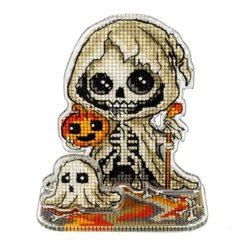 Halloween Skeleton and the ghost Counted Cross Stitch Kit on Plastic base