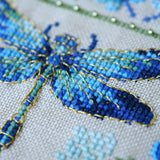 Dragonfly Cross Stitch Sampler Kit: Tela Artis Hand-Dyed DMC, Evenweave Fabric