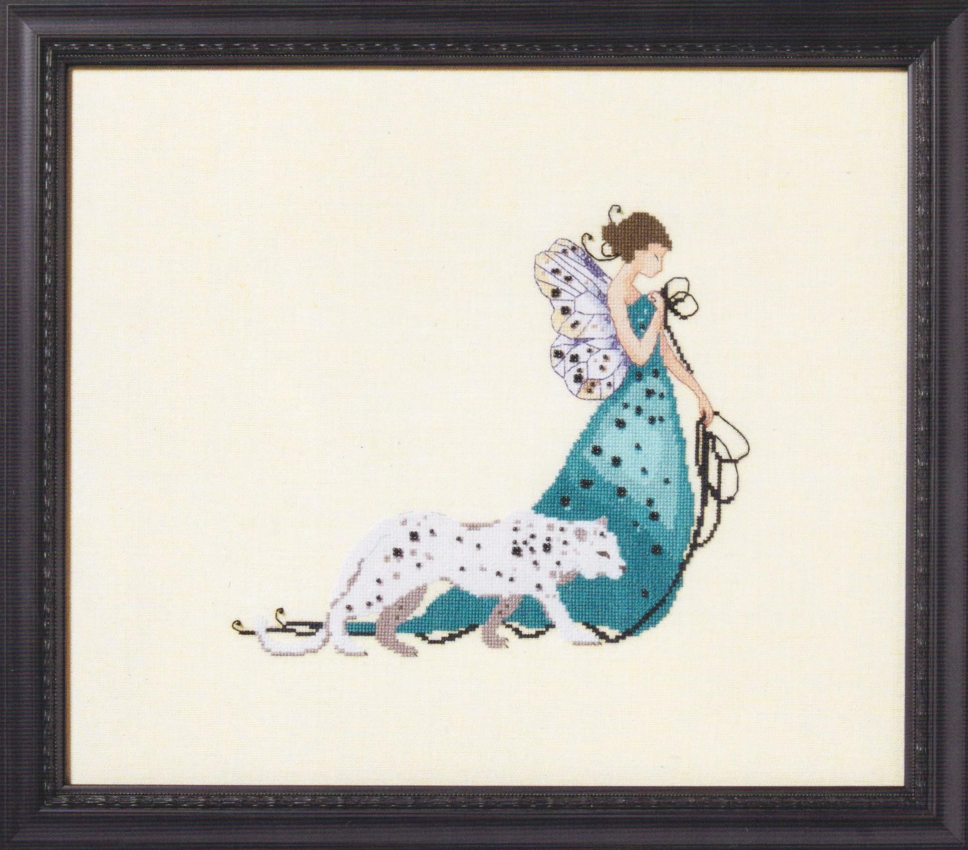 Daughters Of The Wild - Miss Leopard Cross Stitch Chart Pattern by Nora Corbett NC369