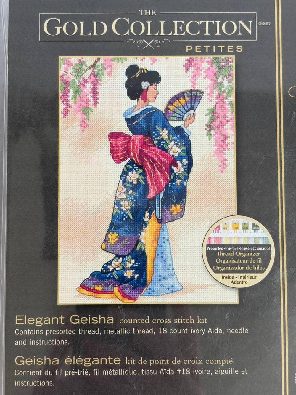 Counted Cross Stitch Kit Dimensions Gold Petite  6"X6" -Elegant Geisha (18 Count), 6953