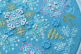 Winter mandala Cross Stitch Kit, Hand-Dyed Threads, Beads, Murano 32ct fabric