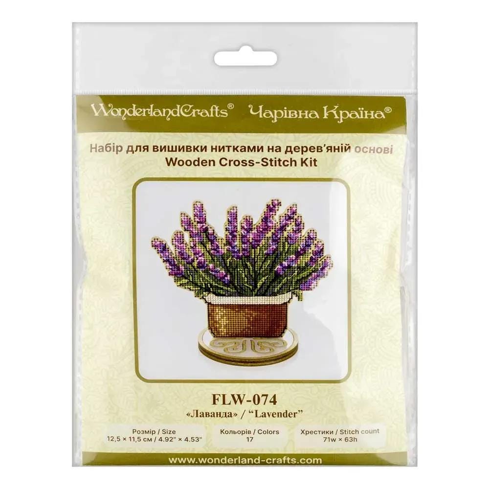 Cross Stitch Kit on wood: Lavender Pot