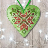 Beads embroidery kit on artificial leather "Christmas tree Heart" (double-sided) HL-090