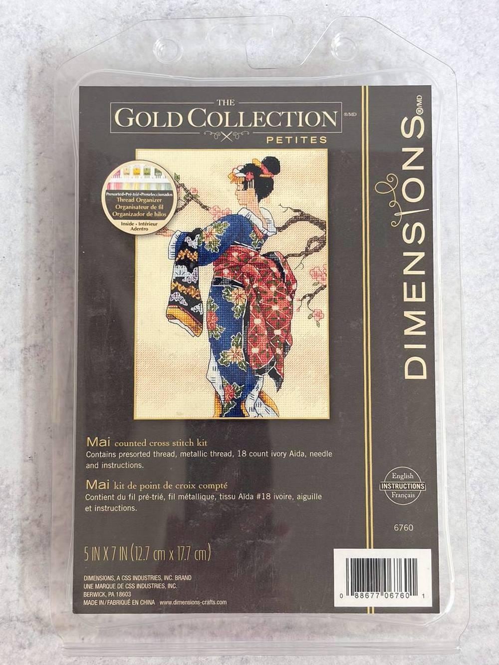Dimensions Gold Collection Petites Mai 6760, Counted Cross Stitch Kit, 18 Count Ivory Aida