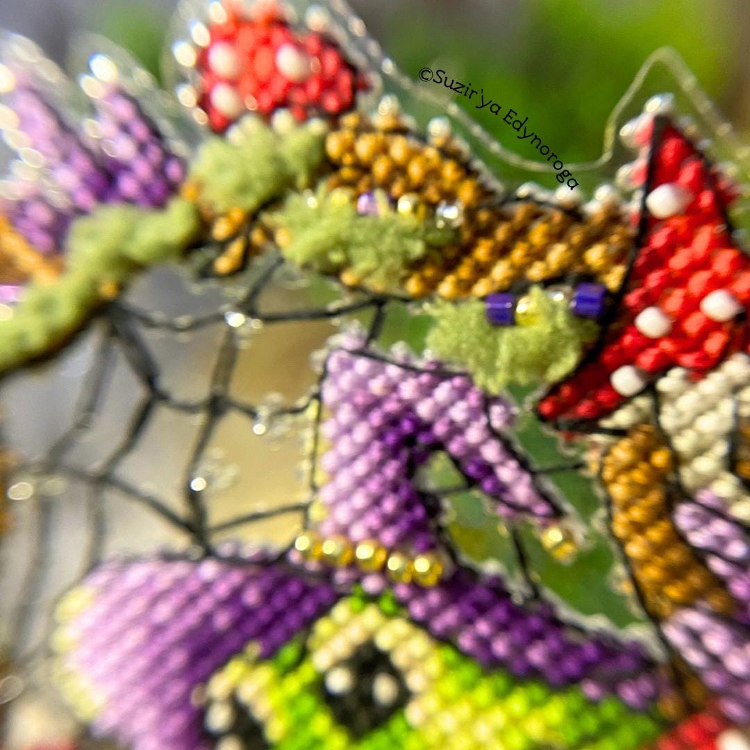 Cross Stitch kit Helloween Frog, threads, beads and decorative crystals.