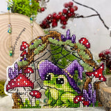 Cross Stitch kit Helloween Frog, threads, beads and decorative crystals.
