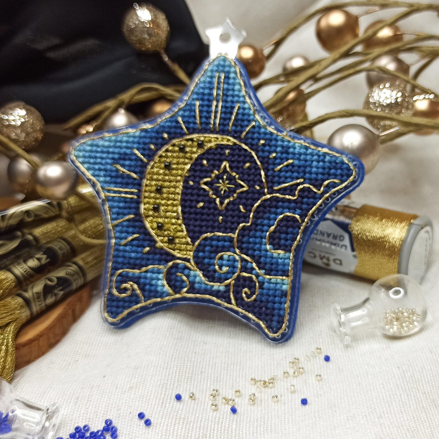Cross Stitch kit Sun in the Clouds, on plastic base, threads, beads