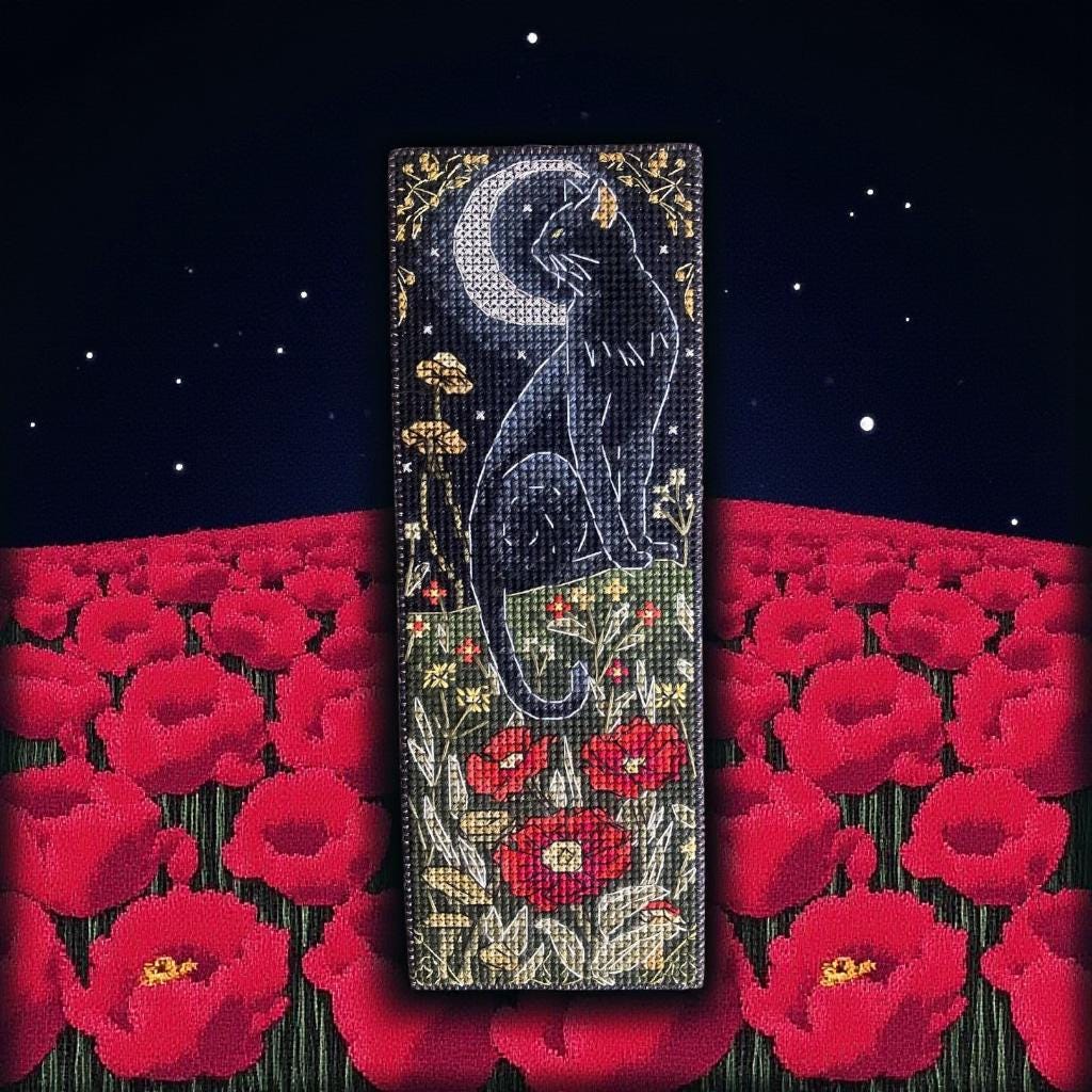 DIY Cross Stitch Bookmark Kit “leading between worlds”, Guardian of the night