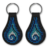 Embroidery Kit faux leather keychain with Ornament, BB-088. Fast DIY Kit