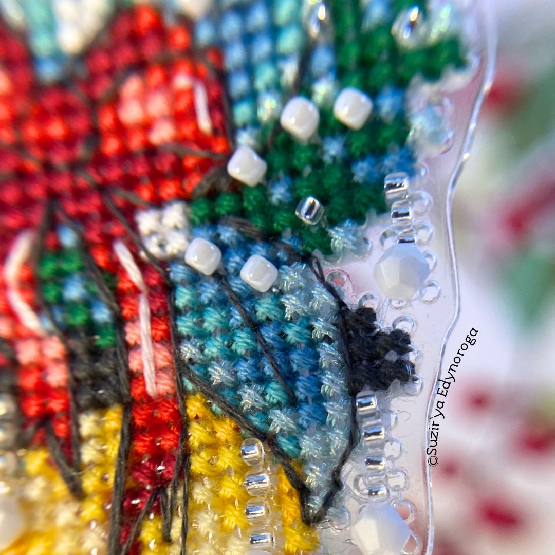 Christmas Lantern, Cross Stitch Kit, Unic, set with threads, beads and decorative crystals.