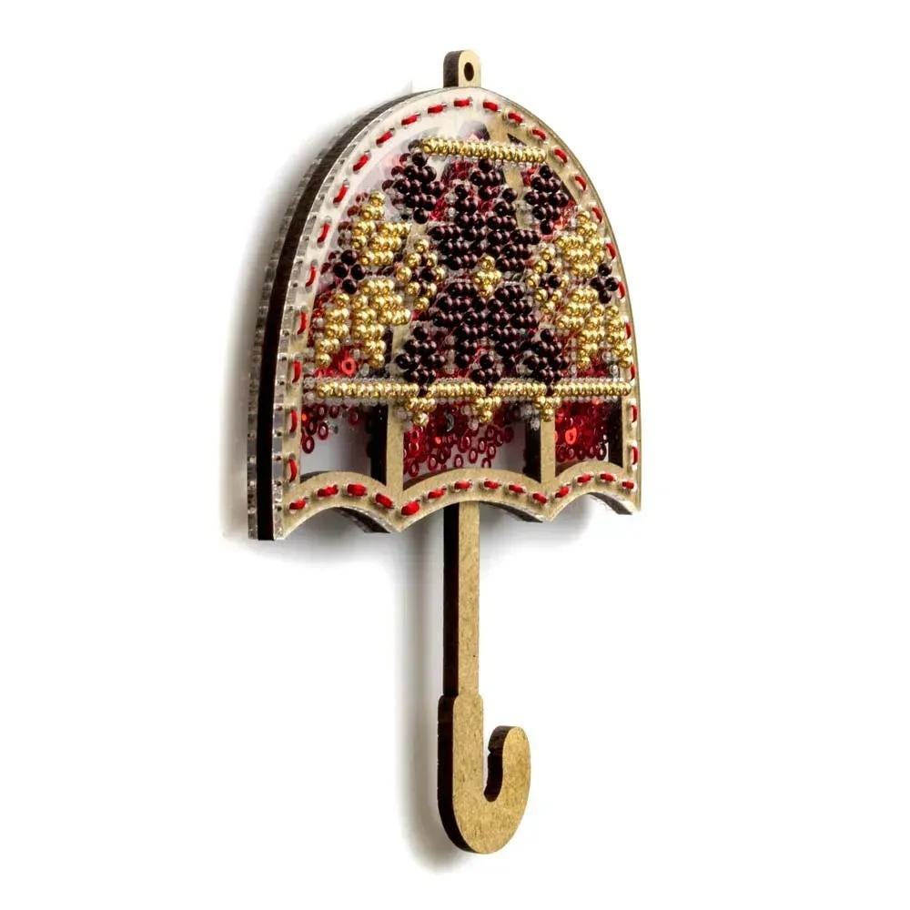 Decorative ornament for Christmas tree, Bead Embroidery Kit - Ruby Umbrella, PL-072