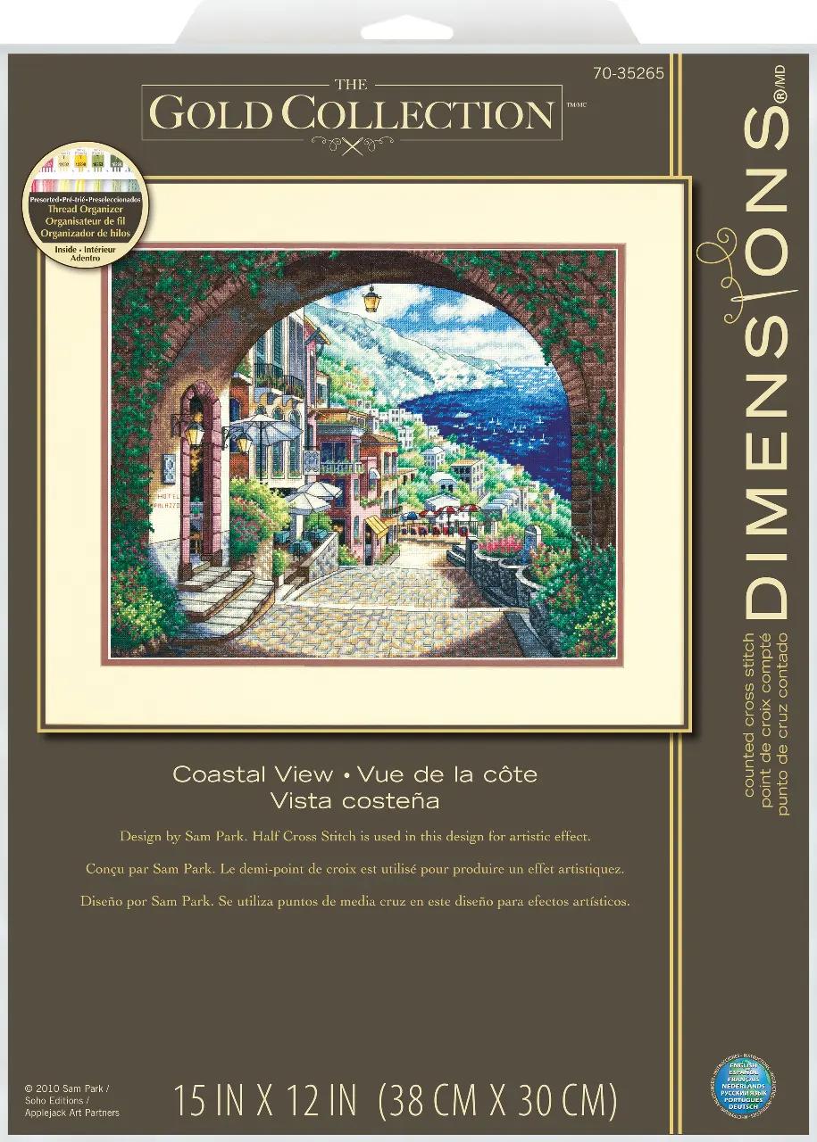 Coastal View Counted Cross Stitch Kit: Dimensions Gold Collection (18ct Aida)