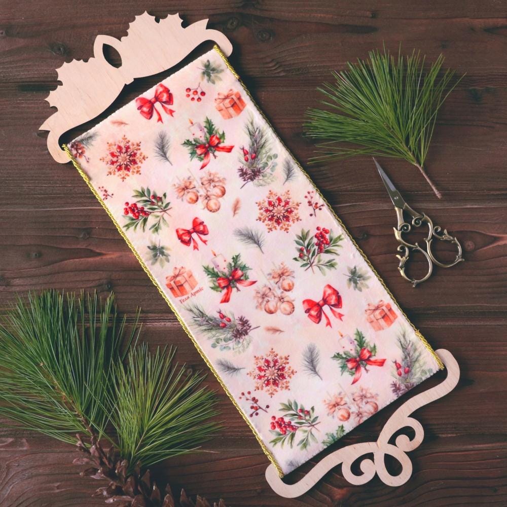 Christmas lace Cross Stitch Sampler Kit: Tela Artis Hand-Dyed DMC, Evenweave Fabric