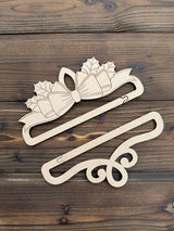 Plywood Embroidery Hangers: Bell Pull with a bow Design, 5.9" Wide (2pcs)