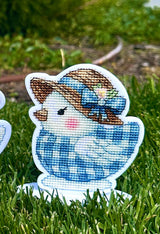Easter Bead Embroidery Kit on Acrylic base, cross stitch, porcelain chicken 2