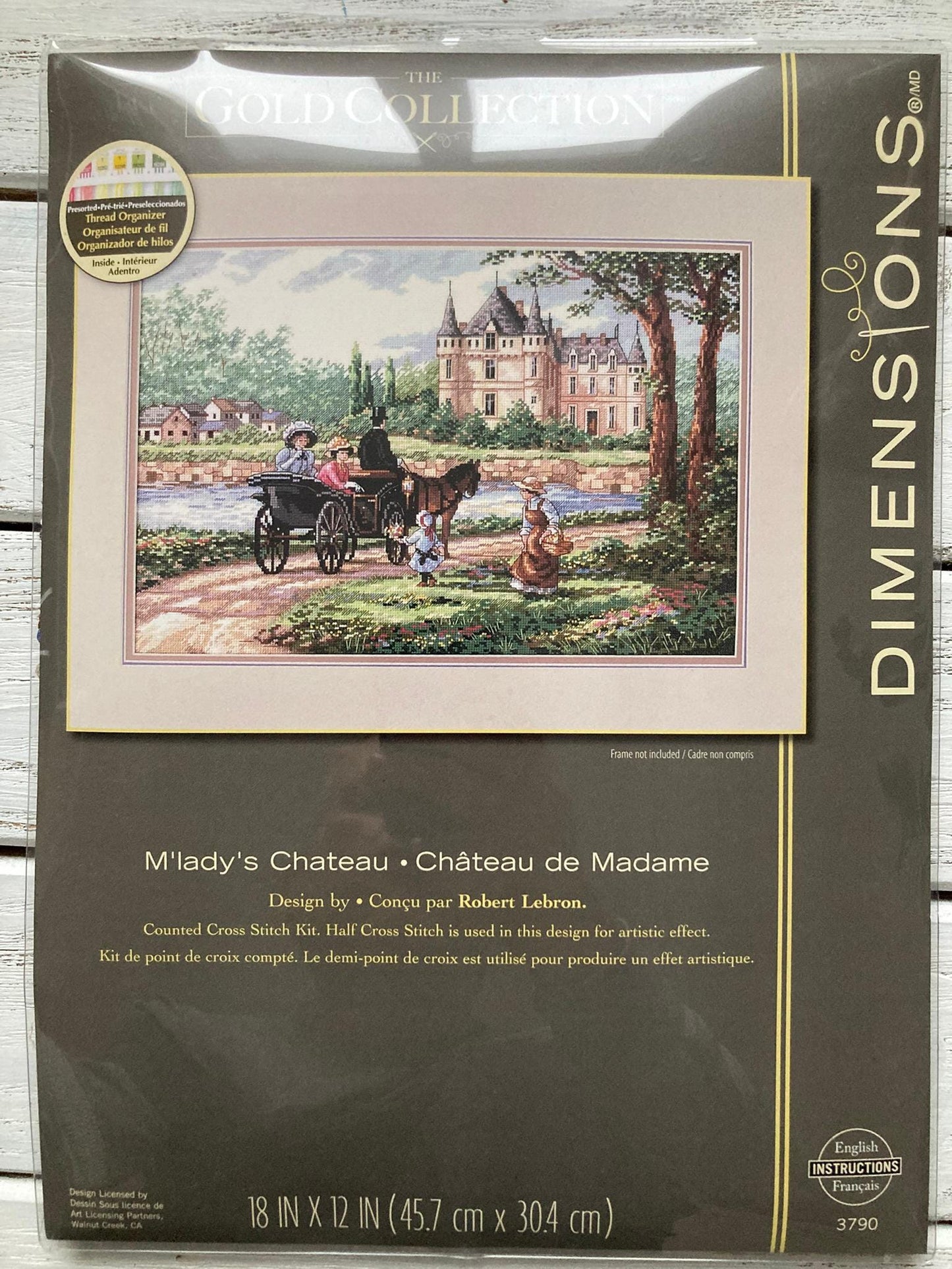 Dimensions Gold Collection M'Lady's Chateau 3790, Counted Cross Stitch Kit, 14 Count Ivory Aida