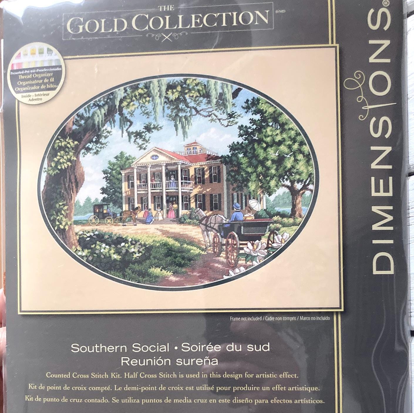 Dimensions Gold Collection Southern Social 35010, Counted Cross Stitch Kit, 18 Count Ivory Aida