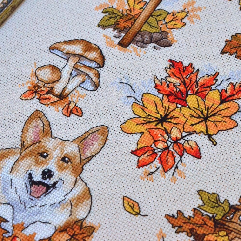 Counted Cross Stitch Kit: Autumn joys, Aida 16ct,Hand-Dyed Threads