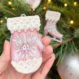 Pink glove, Cross Stitch Kit, Unic, set with threads, beads and decorative crystals.