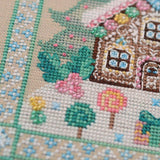 Counted Cross Stitch Sampler Kit:Gingerbread house, Hand-Dyed threads, Evenweave Fabric, Beads