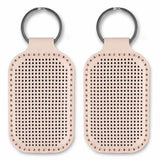 Embroidery Kit faux leather keychain base pink, BE-069. Fast DIY Kit