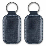 Embroidery Kit faux leather keychain base dark blue, BE-071. Fast DIY Kit