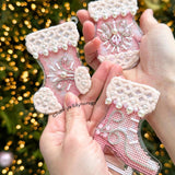 Pink glove, Cross Stitch Kit, Unic, set with threads, beads and decorative crystals.