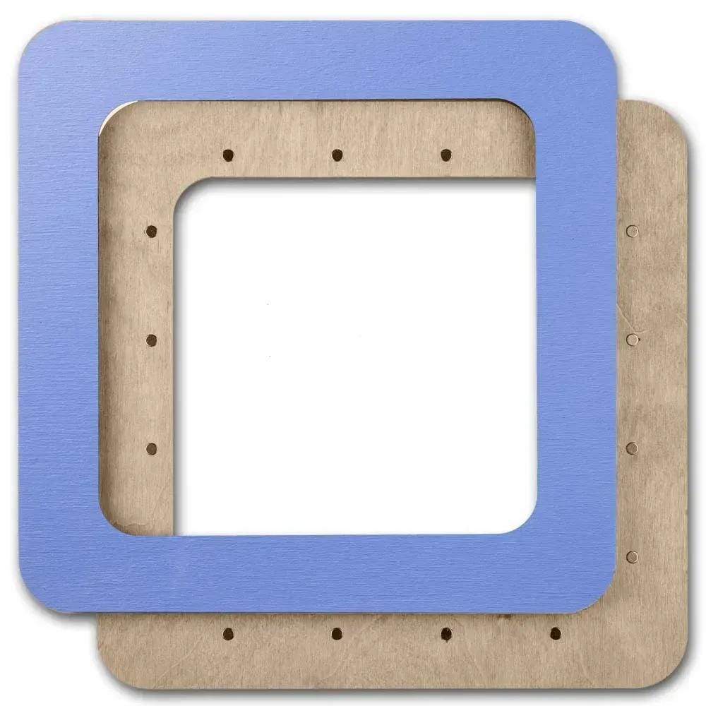 Plywood Embroidery Hoop with Magnetic Holders (5.5x5.5 IN), blue, plain, hand-painted