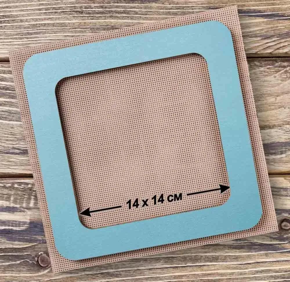 Plywood Embroidery Hoop with Magnetic Holders (5.5x5.5 IN), pastel green-blue, plain, hand-painted