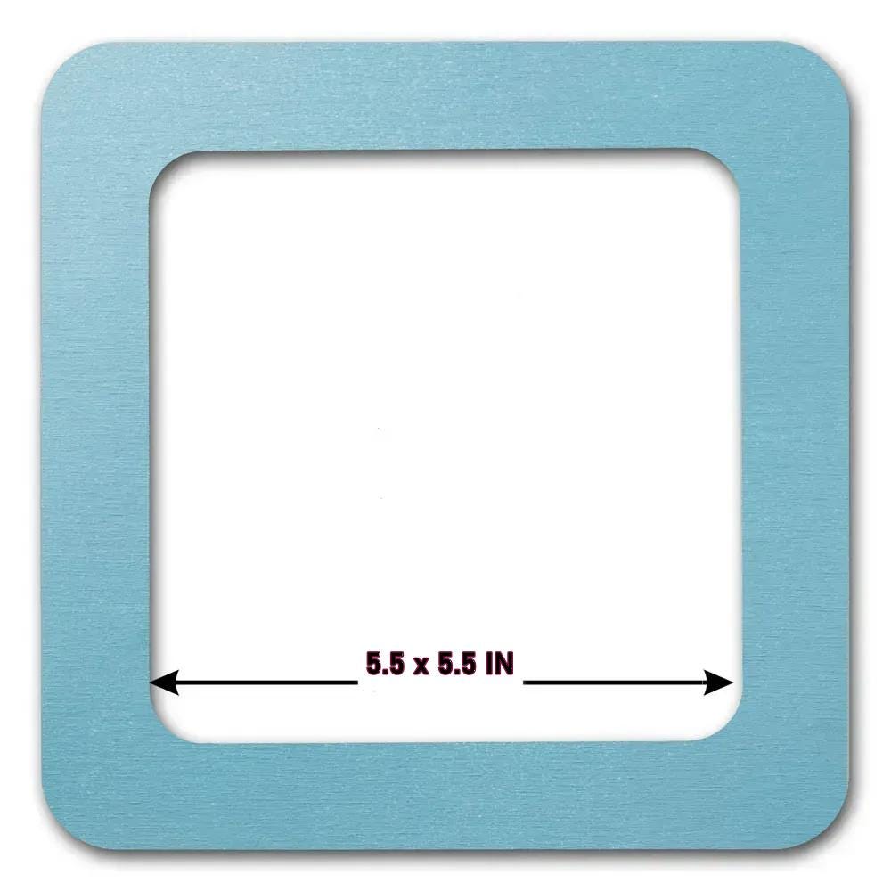 Plywood Embroidery Hoop with Magnetic Holders (5.5x5.5 IN), pastel green-blue, plain, hand-painted