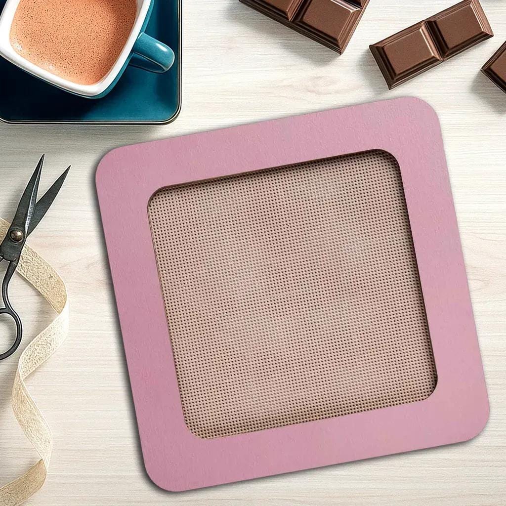 Plywood Embroidery Hoop with Magnetic Holders (5.5x5.5 IN), pastel pink, plain, hand-painted