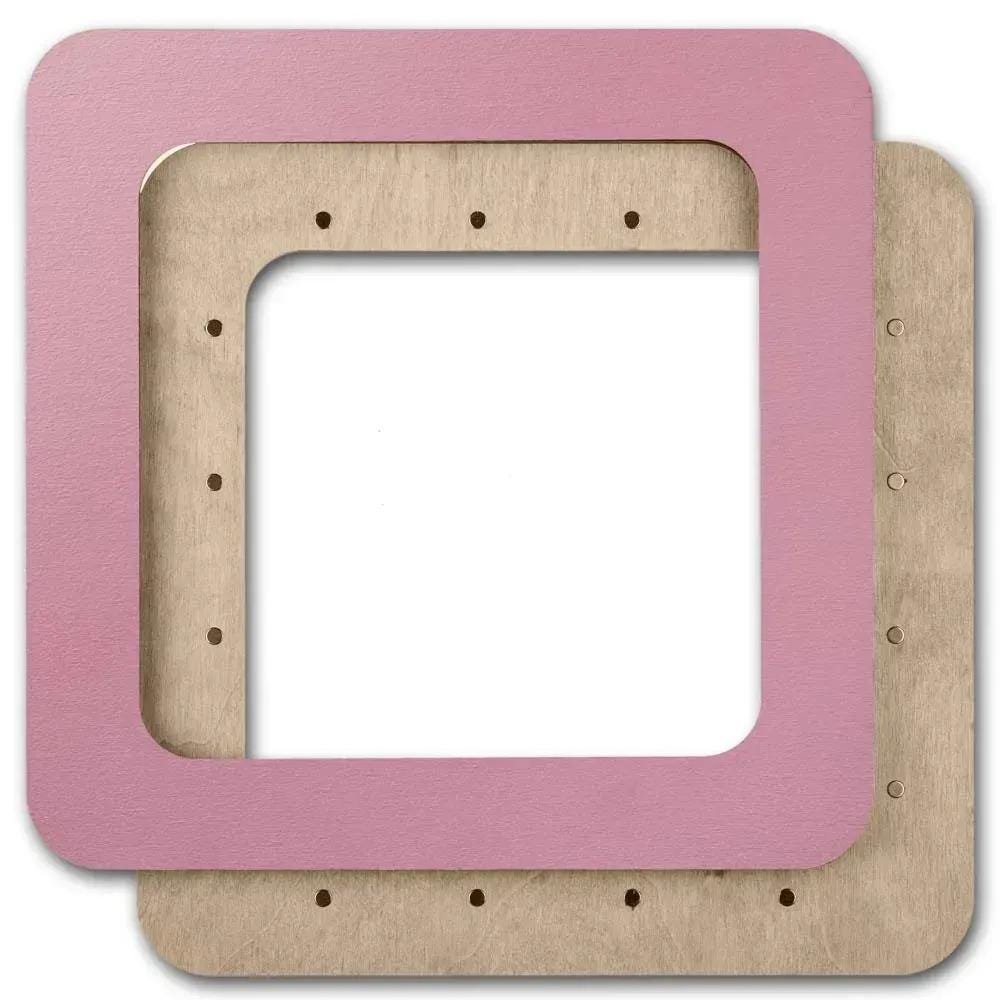 Plywood Embroidery Hoop with Magnetic Holders (5.5x5.5 IN), pastel pink, plain, hand-painted
