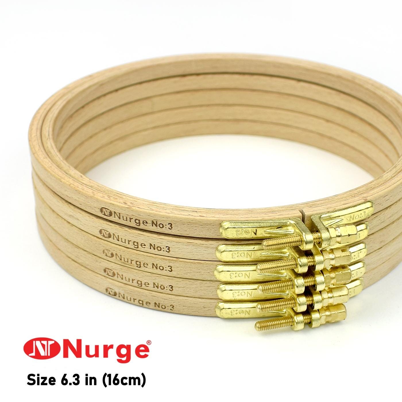 Wood Embroidery Hoop: Nurge 6.3", H 0.3 in medium size