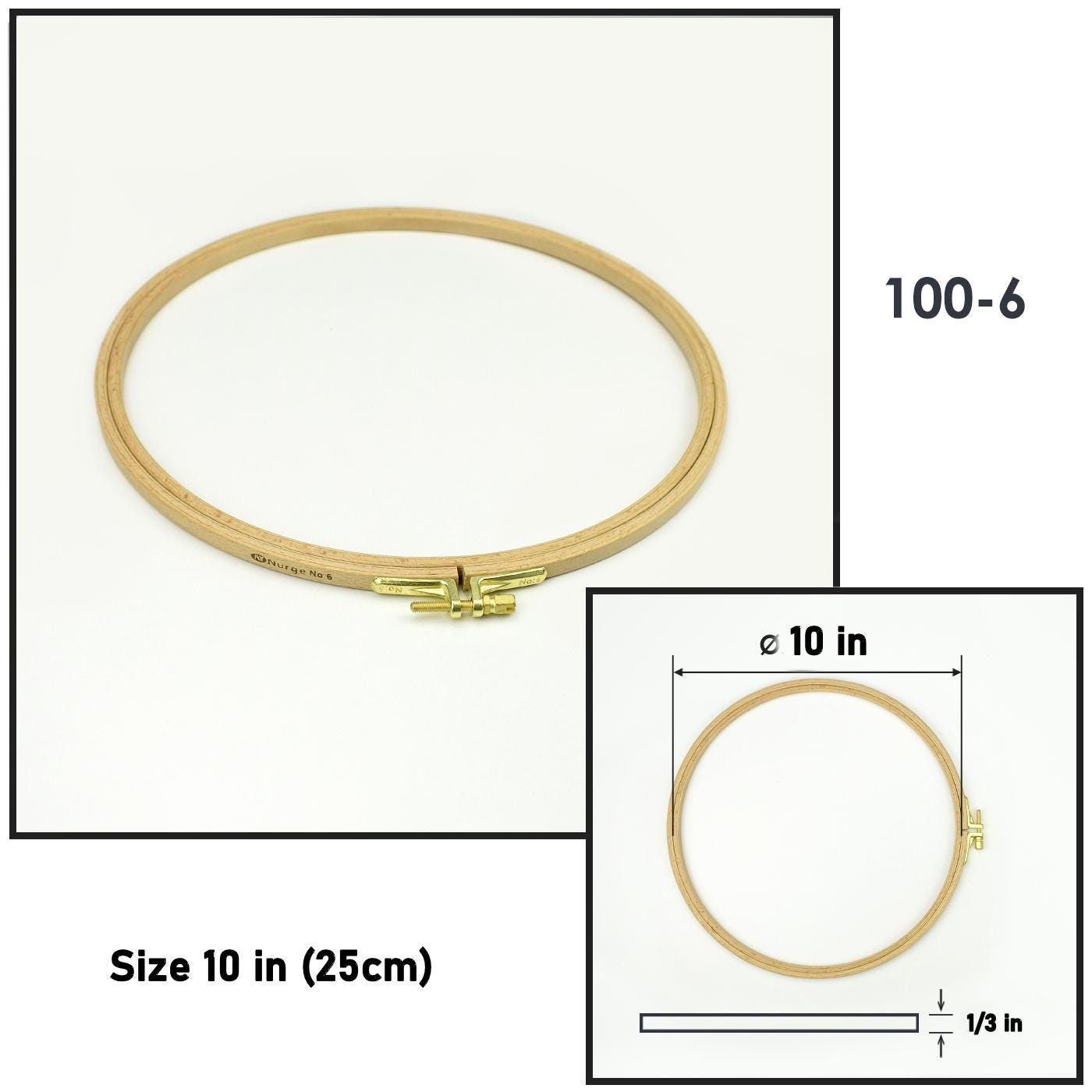 Wood Embroidery Hoop: Nurge 10", H 0.35 in big size