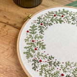 Holiday Wreath DIY Embroidery Kit GL-5 — Christmas Floral Needlework Set for Beginners