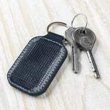Embroidery Kit faux leather keychain base dark blue, BE-071. Fast DIY Kit