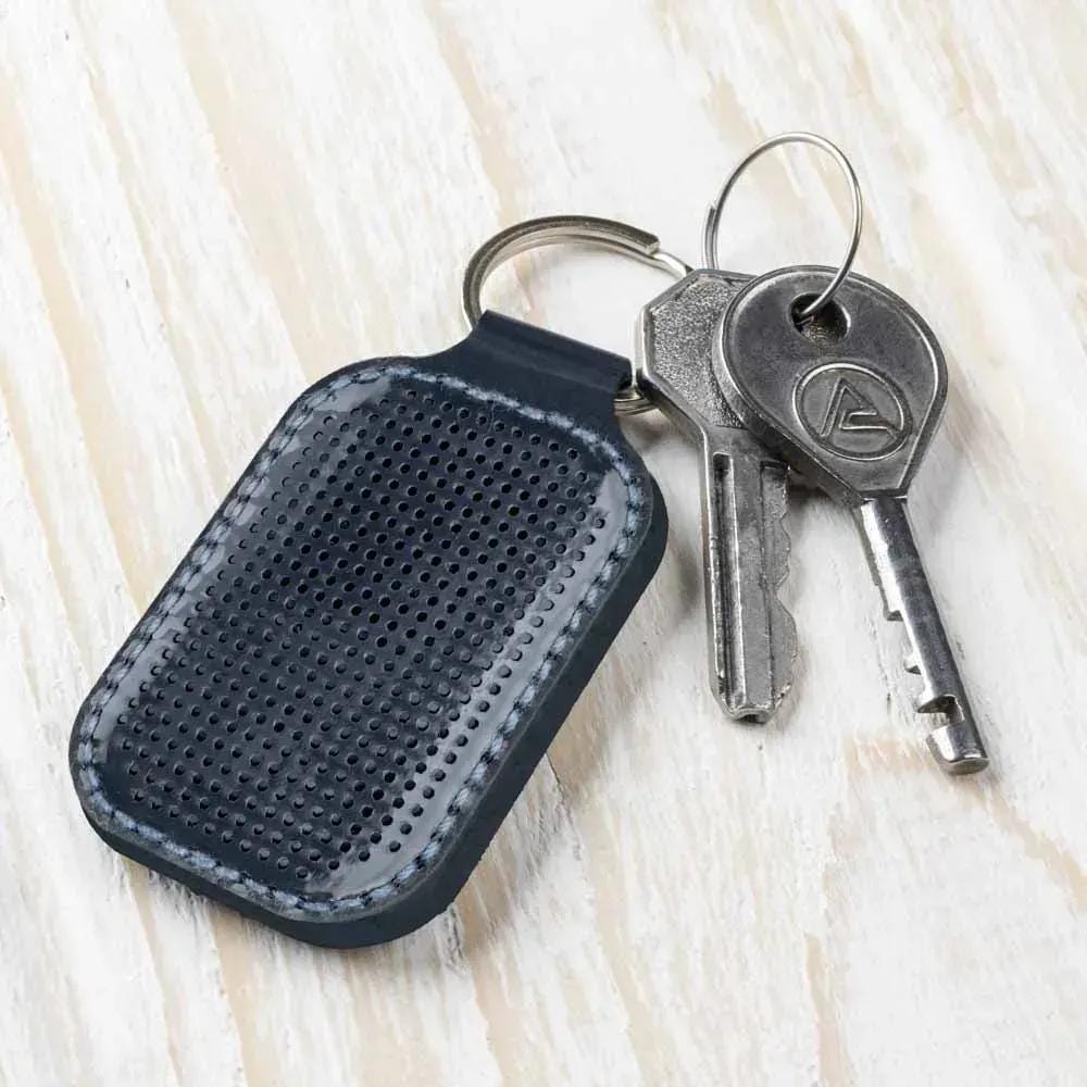 Embroidery Kit faux leather keychain base dark blue, BE-071. Fast DIY Kit