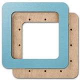Plywood Embroidery Hoop with Magnetic Holders (4x4 IN), pastel green-blue, plain, hand-painted