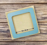 Plywood Embroidery Hoop with Magnetic Holders (4x4 IN), pastel green-blue, plain, hand-painted